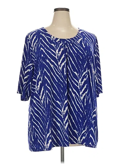 Pre-owned Susan Graver Short Sleeve Blouse In Blue