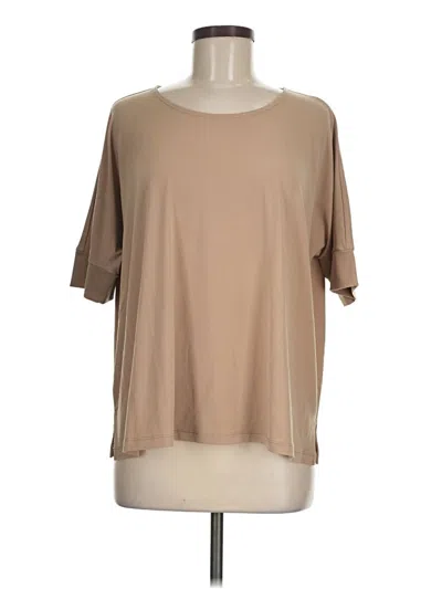 Pre-owned Susan Graver Short Sleeve Blouse In Brown