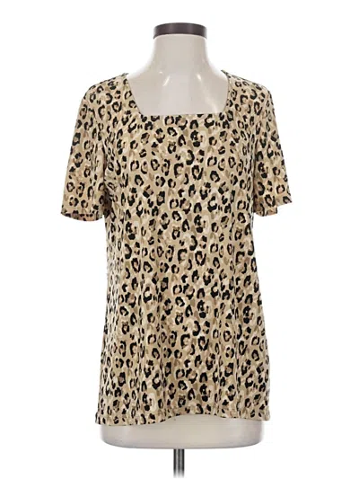 Pre-owned Susan Graver Short Sleeve Blouse In Brown
