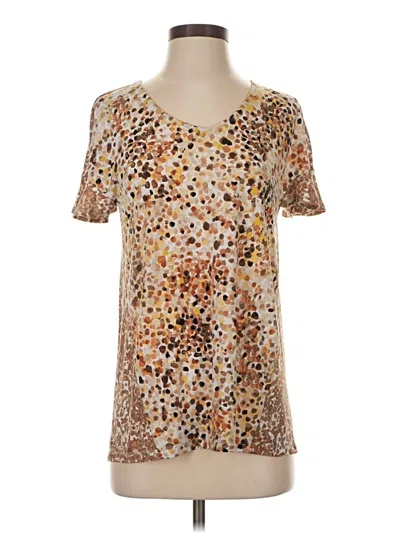Pre-owned Susan Graver Short Sleeve Blouse In Brown