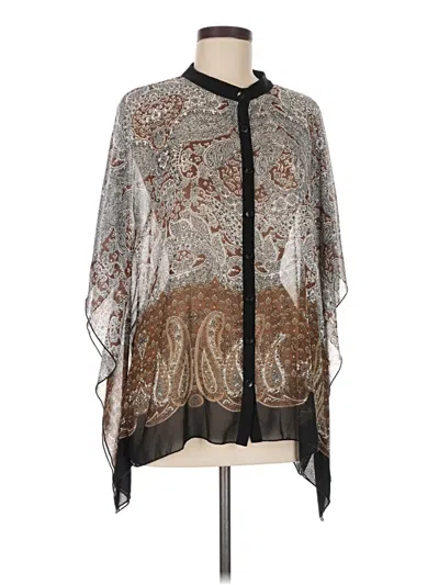 Pre-owned Susan Graver Short Sleeve Blouse In Brown