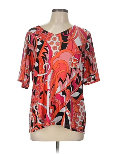 Pre-owned Susan Graver Short Sleeve Blouse In Orange