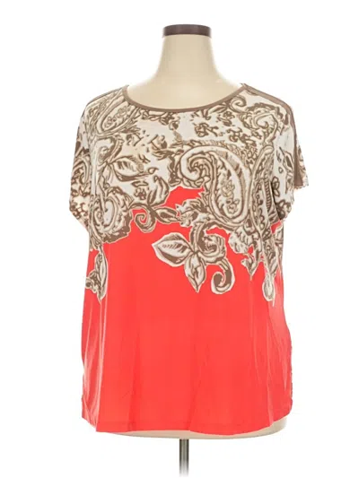 Pre-owned Susan Graver Short Sleeve Blouse In Orange
