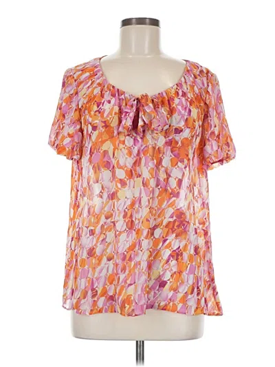 Pre-owned Susan Graver Short Sleeve Blouse In Orange