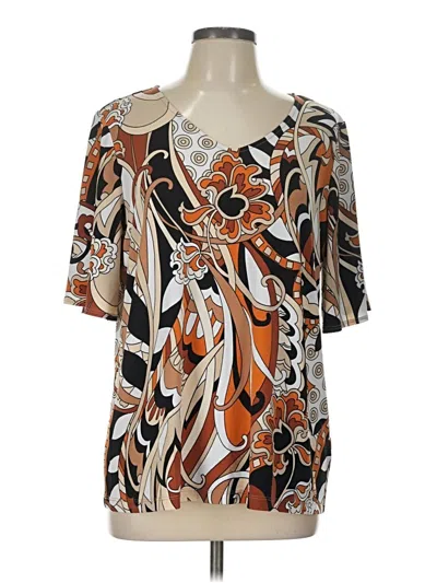 Pre-owned Susan Graver Short Sleeve Blouse In Orange