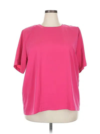 Pre-owned Susan Graver Short Sleeve Blouse In Pink