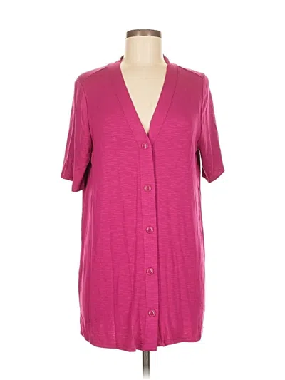 Pre-owned Susan Graver Short Sleeve Blouse In Pink