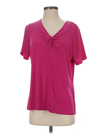 Pre-owned Susan Graver Short Sleeve Blouse In Pink