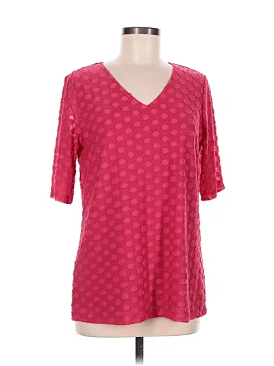 Pre-owned Susan Graver Short Sleeve Blouse In Pink