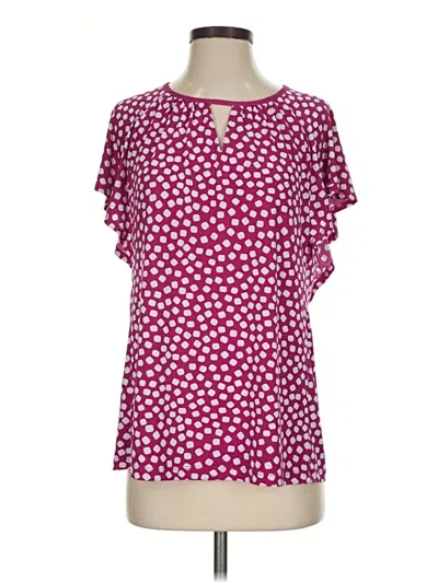 Pre-owned Susan Graver Short Sleeve Blouse In Pink
