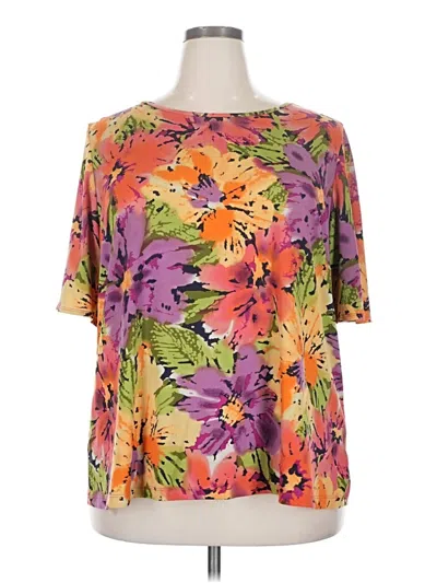 Pre-owned Susan Graver Short Sleeve Blouse In Purple