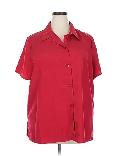 Pre-owned Susan Graver Short Sleeve Blouse In Red
