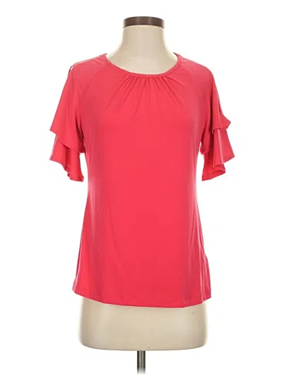Pre-owned Susan Graver Short Sleeve Blouse In Red