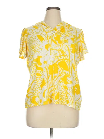 Pre-owned Susan Graver Short Sleeve Blouse In Yellow