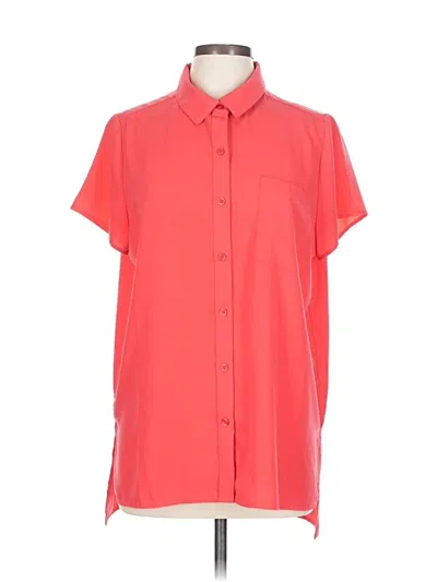 Pre-owned Susan Graver Short Sleeve Polo Shirt In Red