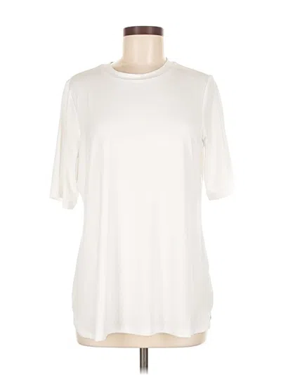 Pre-owned Susan Graver Short Sleeve T-shirt In White