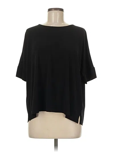 Pre-owned Susan Graver Short Sleeve Top Black Boatneck Tops