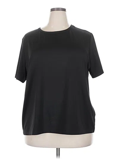 Pre-owned Susan Graver Short Sleeve Top Black Crew Neck Tops
