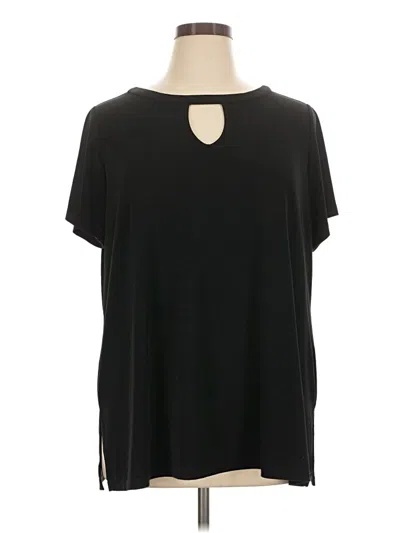 Pre-owned Susan Graver Short Sleeve Top Black Keyhole Neckline Tops