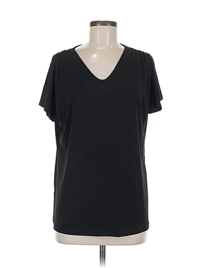 Pre-owned Susan Graver Short Sleeve Top Black V Neck Tops