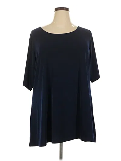 Pre-owned Susan Graver Short Sleeve Top Blue Boatneck Tops