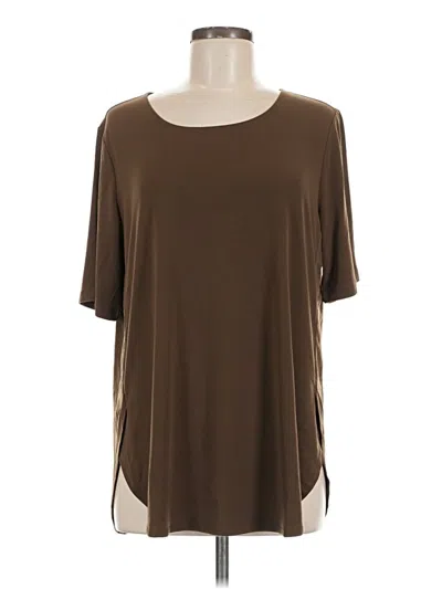 Pre-owned Susan Graver Short Sleeve Top Brown Scoop Neck Tops