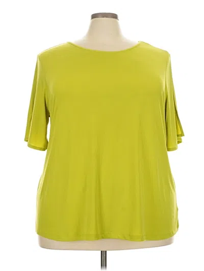 Pre-owned Susan Graver Short Sleeve Top Green Boatneck Tops