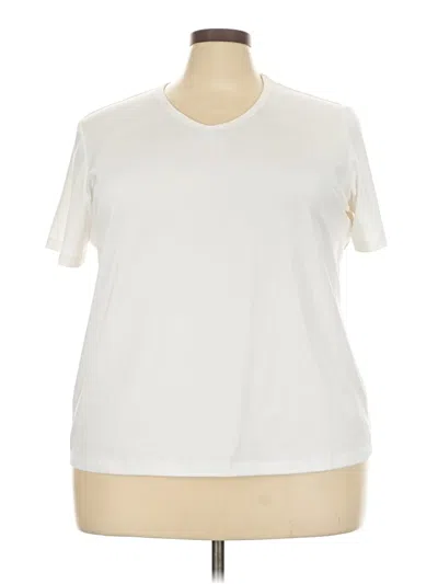 Pre-owned Susan Graver Short Sleeve Top Ivory Crew Neck Tops