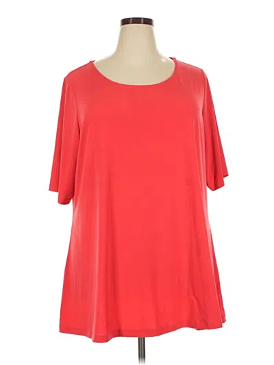 Pre-owned Susan Graver Short Sleeve Top Red Scoop Neck Tops