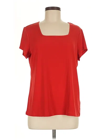 Pre-owned Susan Graver Short Sleeve Top Red Scoop Neck Tops