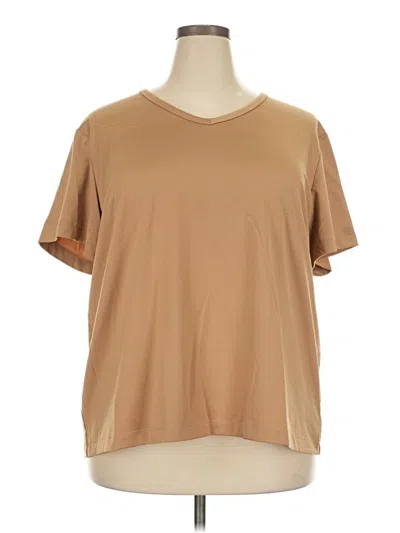 Pre-owned Susan Graver Short Sleeve Top Tan Crew Neck Tops