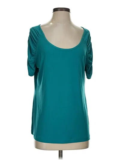 Pre-owned Susan Graver Short Sleeve Top Teal Scoop Neck Tops
