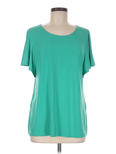 Pre-owned Susan Graver Short Sleeve Top Teal Scoop Neck Tops