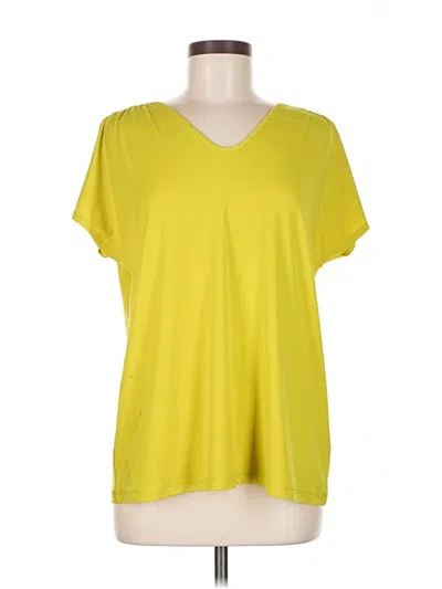 Pre-owned Susan Graver Short Sleeve Top Yellow V Neck Tops