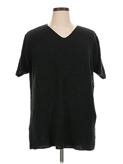 Pre-owned Susan Graver Short Sleeve T-shirt In Black