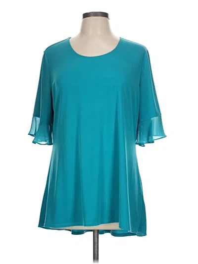 Pre-owned Susan Graver Short Sleeve T-shirt In Blue