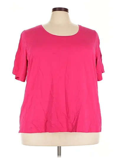 Pre-owned Susan Graver Short Sleeve T-shirt In Pink