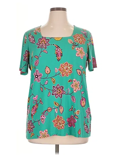 Pre-owned Susan Graver Short Sleeve T-shirt In Teal