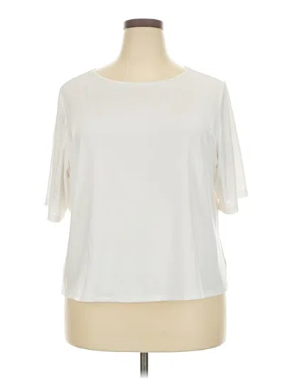 Pre-owned Susan Graver Short Sleeve T-shirt In White