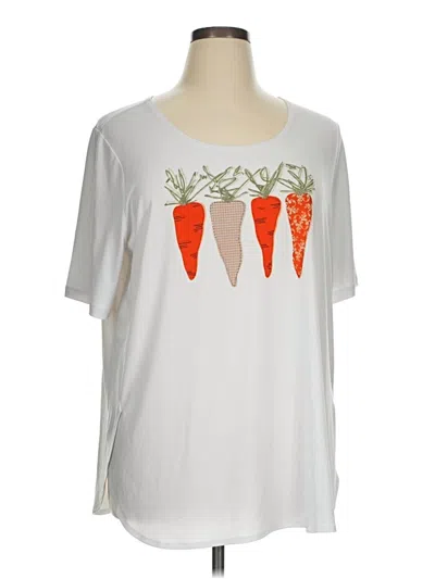 Pre-owned Susan Graver Short Sleeve T-shirt In White