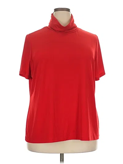 Pre-owned Susan Graver Short Sleeve Turtleneck In Red