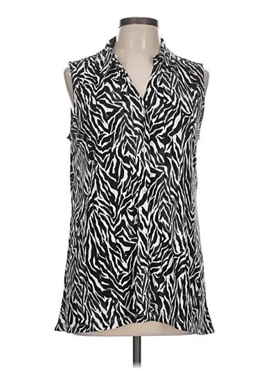Pre-owned Susan Graver Sleeveless Blouse In Black