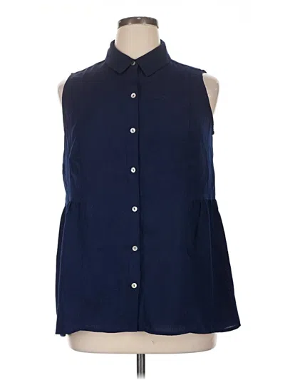 Pre-owned Susan Graver Sleeveless Blouse In Blue