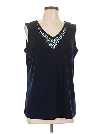Pre-owned Susan Graver Sleeveless Blouse In Blue