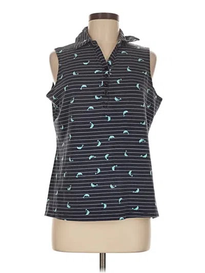 Pre-owned Susan Graver Sleeveless Blouse In Blue