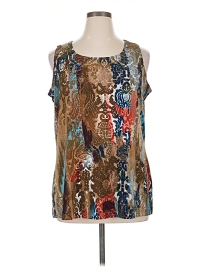 Pre-owned Susan Graver Sleeveless Blouse In Brown