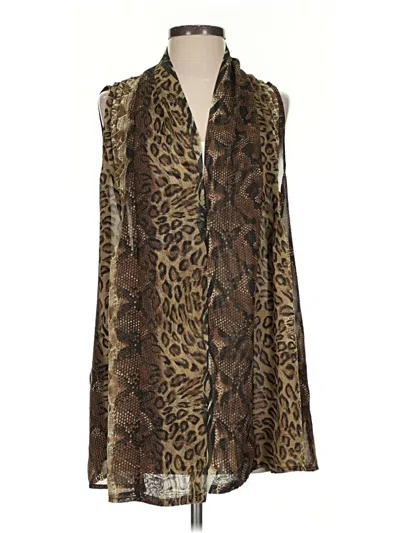 Pre-owned Susan Graver Sleeveless Blouse In Brown