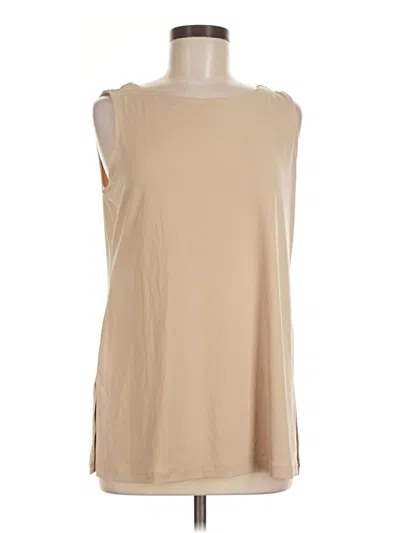Pre-owned Susan Graver Sleeveless Blouse In Tan