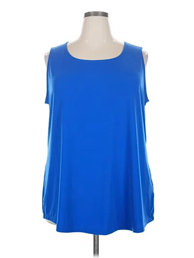 Pre-owned Susan Graver Sleeveless Top Blue Cold Shoulder Neckline Tops