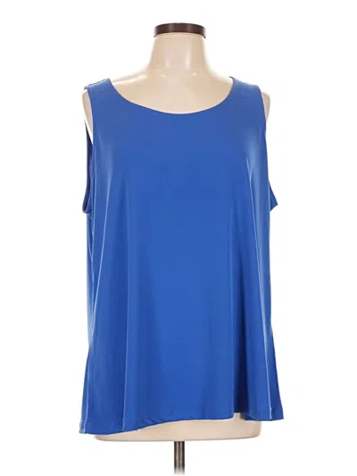 Pre-owned Susan Graver Sleeveless Top Blue Cold Shoulder Neckline Tops
